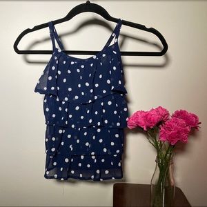 🪴3/$15 ruffle navy blue tank polkadot Dalmatian